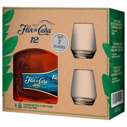 Flor de Caña | 12 Year Old Rum 40% v dárkovém balení se 2 sklenkami