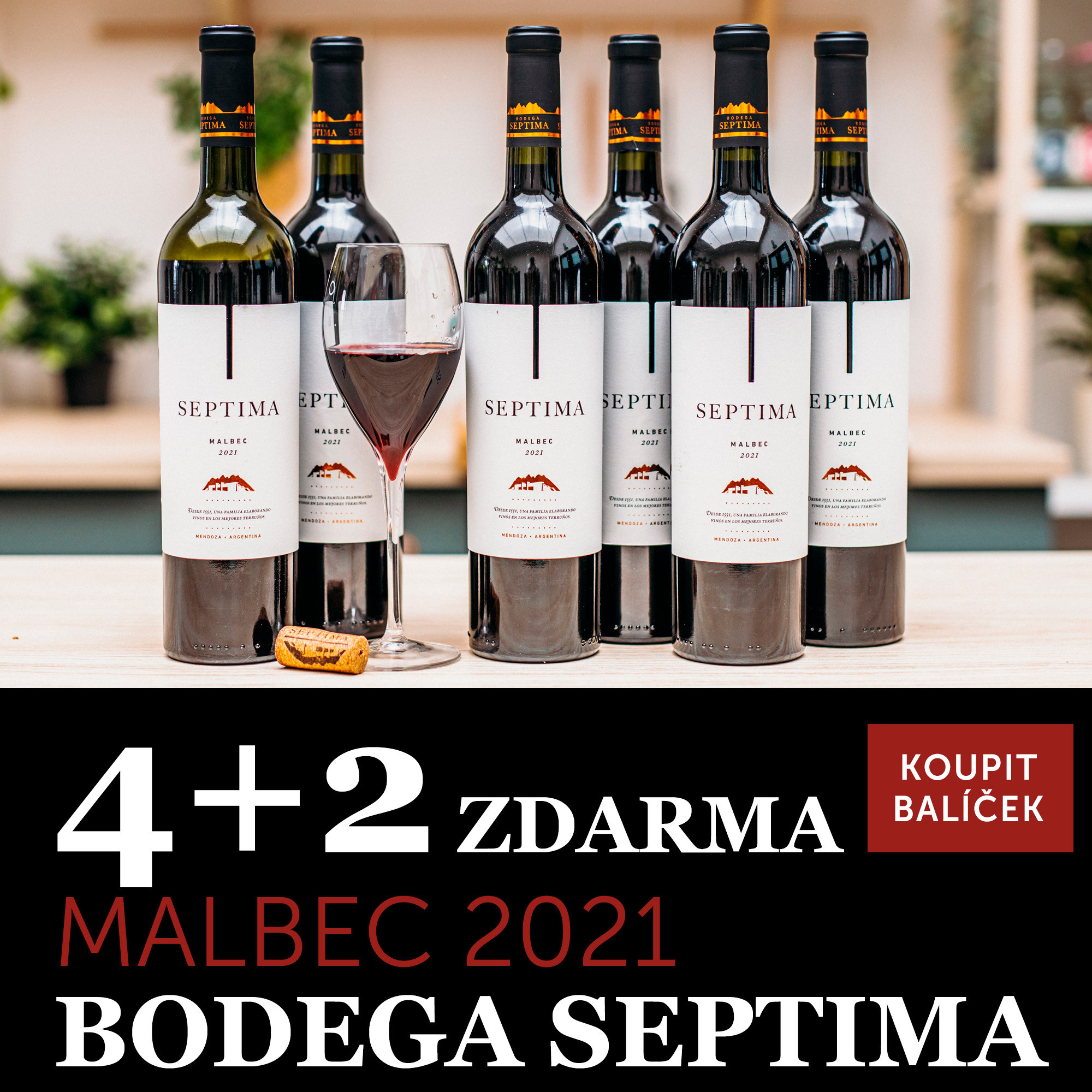 Víno měsíce dubna - Malbec 2021 Bodega Septima 4+2 zdarma