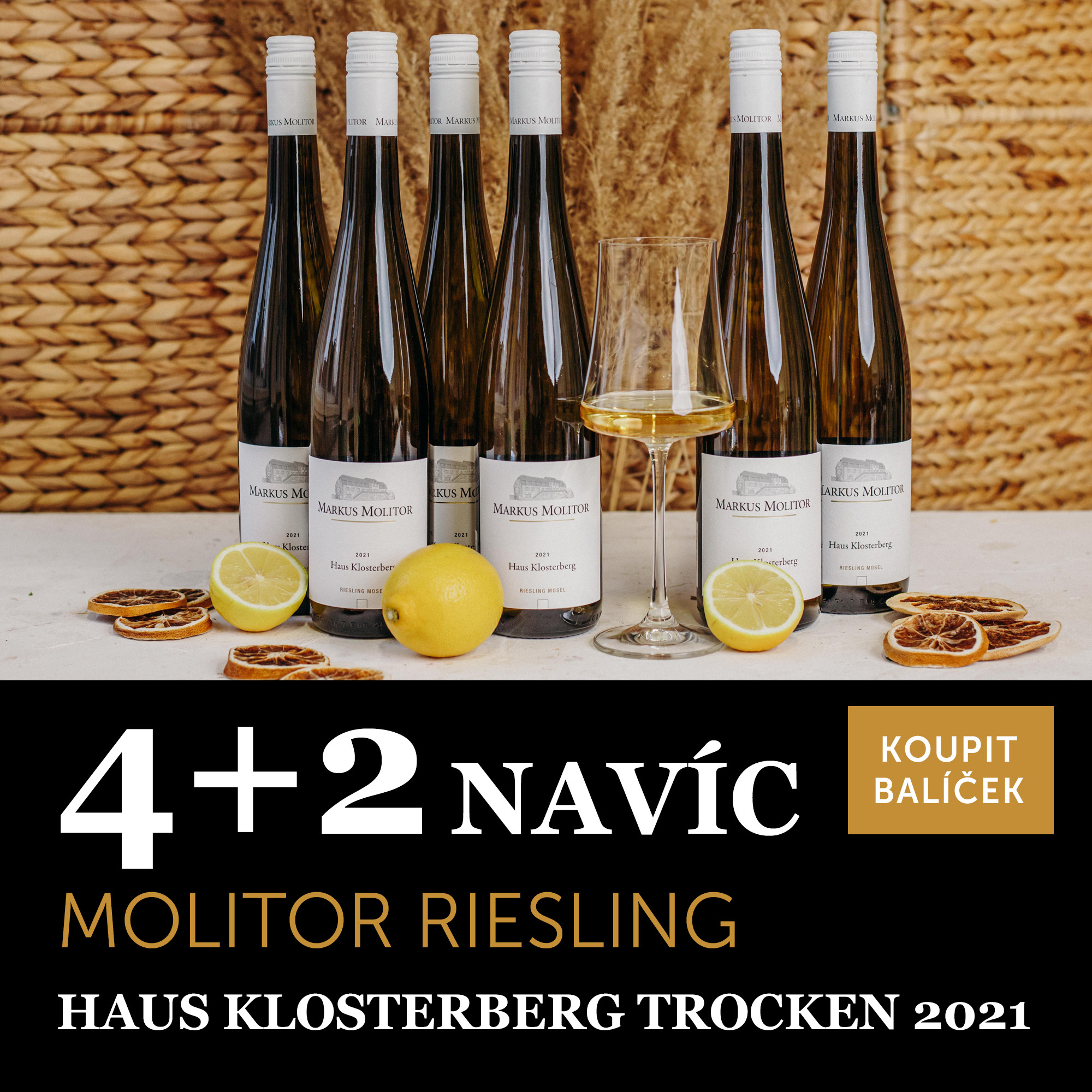 Víno měsíce března - Molitor Riesling Haus Klosterberg trocken 2021 4+2 navíc - UKONČENO